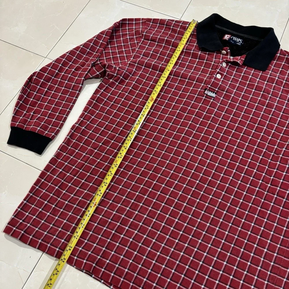 Vintage Chaps Ralph Lauren Rugby Polo Shirt Men's XL Plaid 90s Y2K Skate Preppy